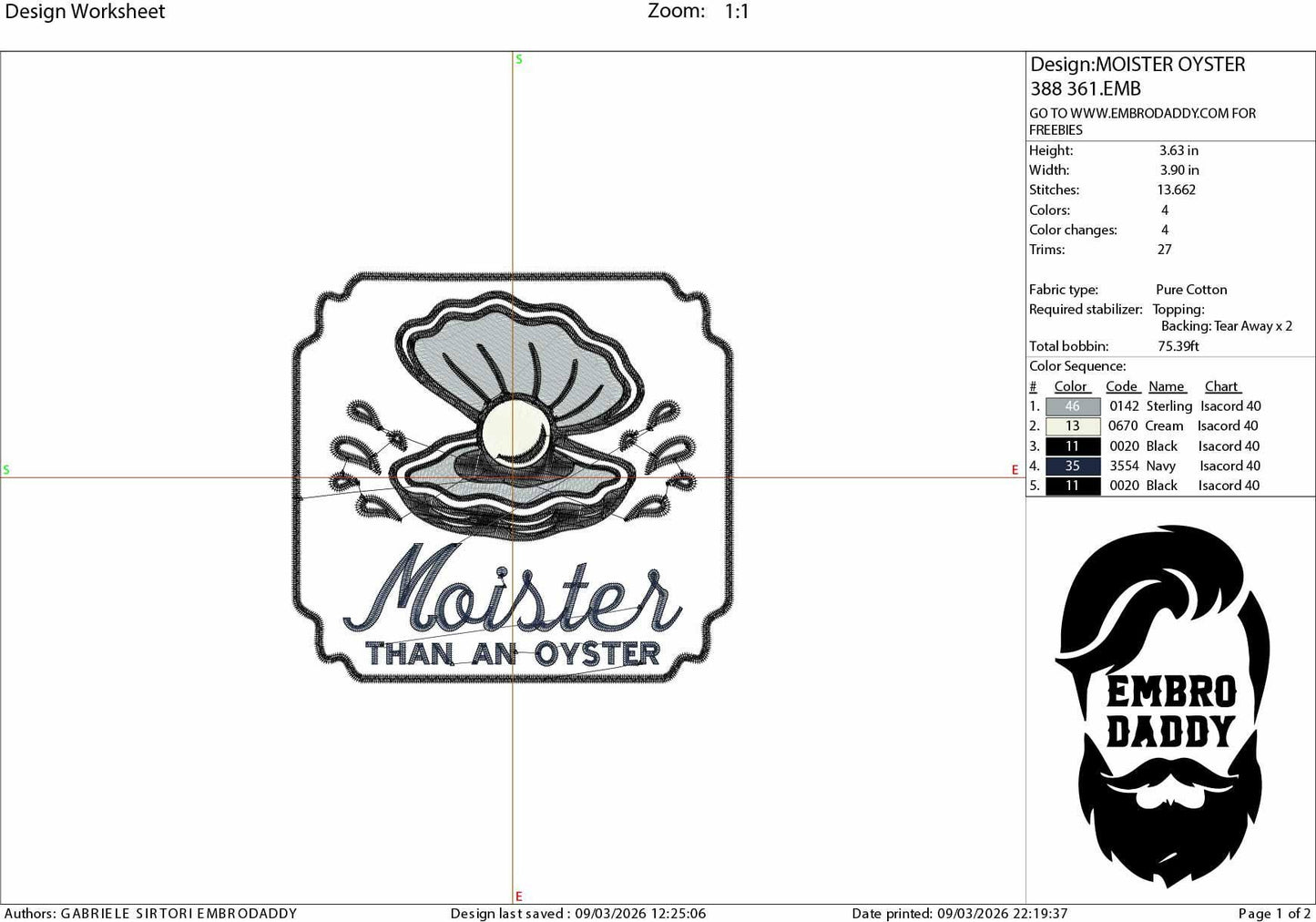 Machine Embroidery files, Moister Than an Oyster | Funny Adult Humor, PES, dst, hus & more