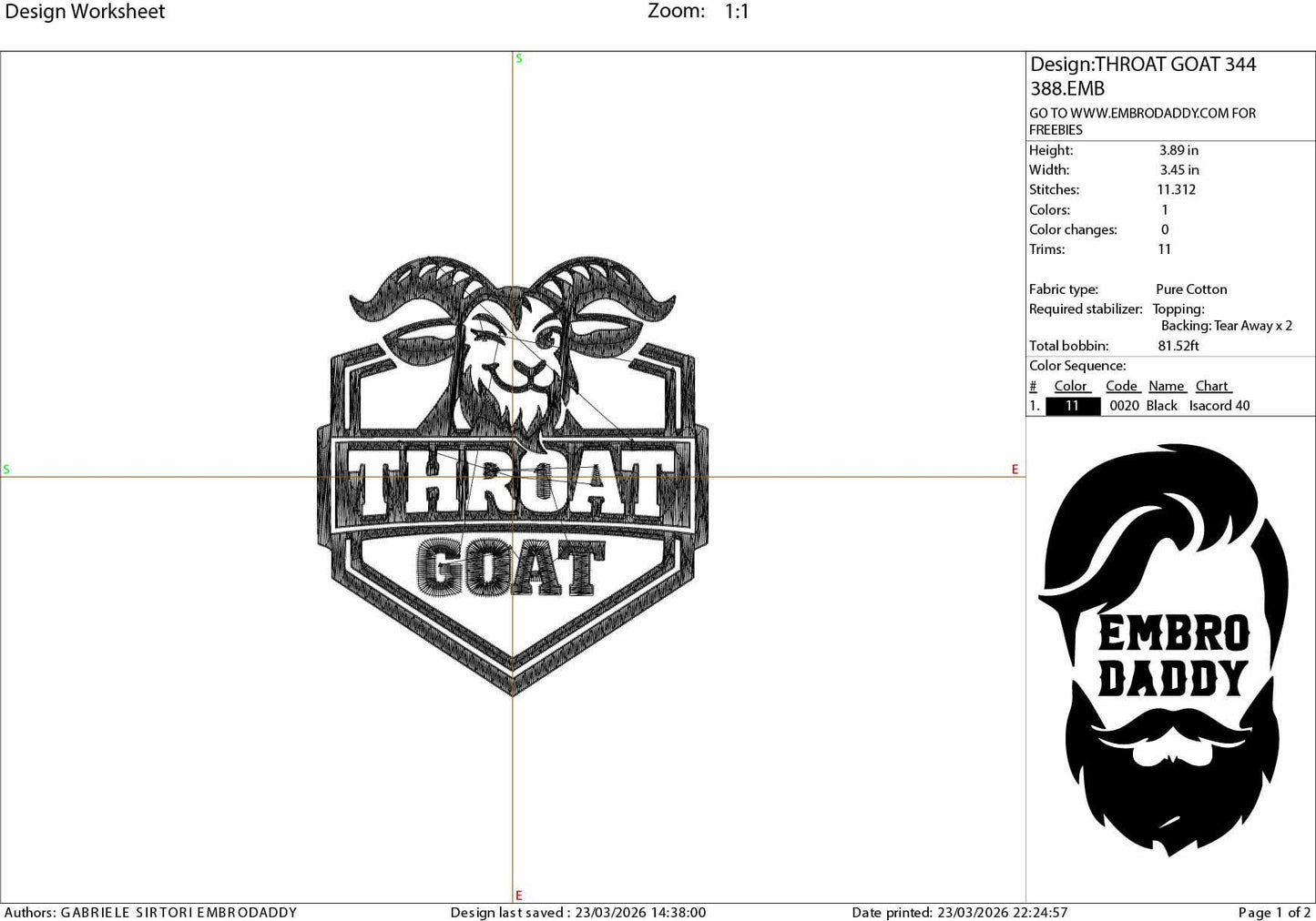 Machine Embroidery files, Throat Goat | Funny Adult Humor, PES, dst, hus & more