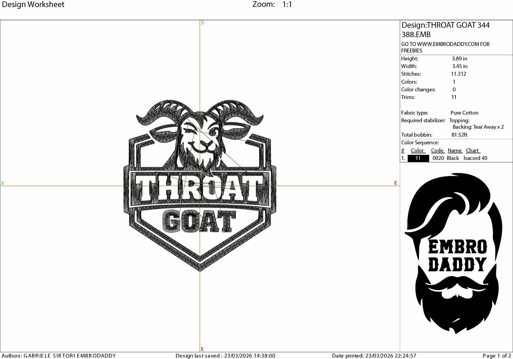 Machine Embroidery files, Throat Goat | Funny Adult Humor, PES, dst, hus & more