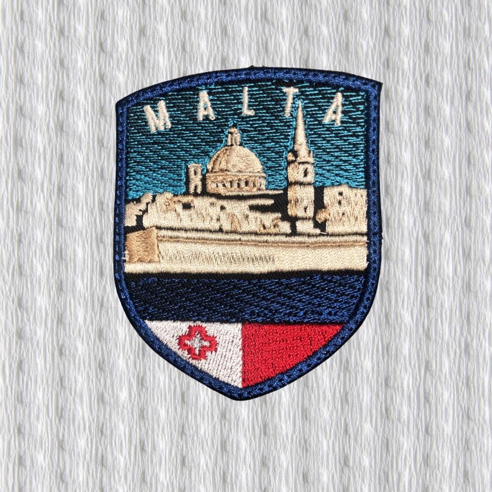 Valletta Malta Patch – Skyline Souvenir Badge – St Paul’s Cathedral Dome – Travel Patch Malta – Embroidered City Patch