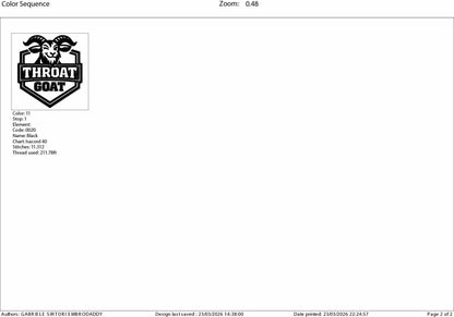 Machine Embroidery files, Throat Goat | Funny Adult Humor, PES, dst, hus & more