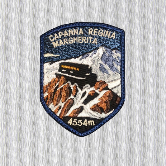 Capanna Regina Margherita Patch 4554m – Monte Rosa Alpine Hut Badge – Mountaineering Souvenir – Italy Alps Embroidered Patch