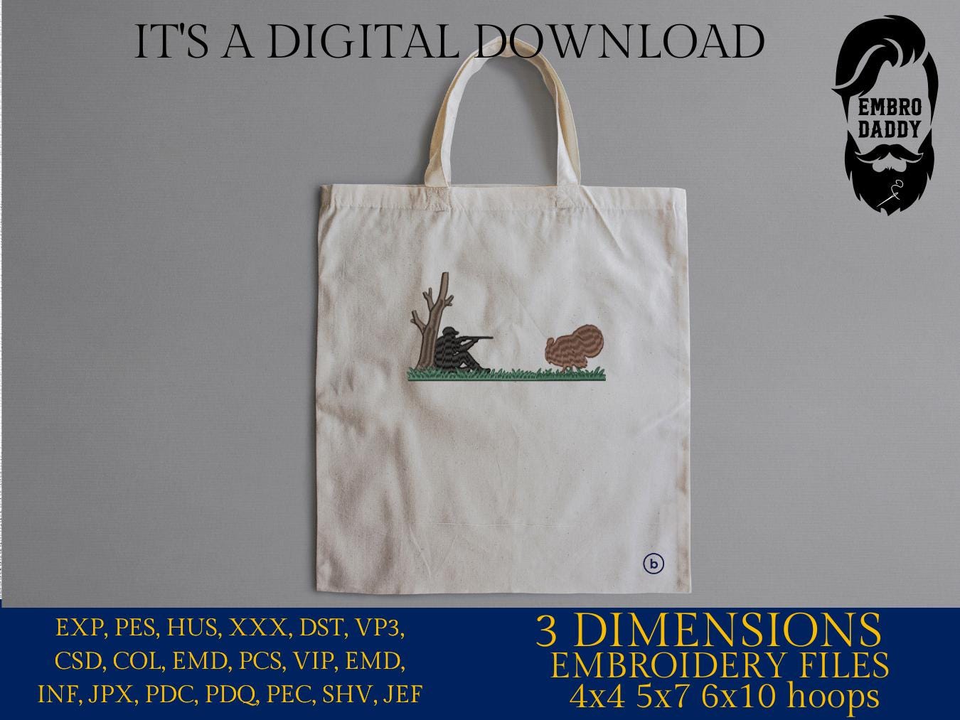 Machine Embroidery files, Turkey hunter, PES, DST, xxx, hus and more