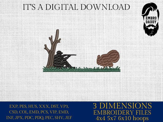 Machine Embroidery files, Turkey hunter, PES, DST, xxx, hus and more