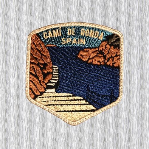 Camí de Ronda Patch – Coastal Stairs Embroidered Patch – Costa Brava Spain Souvenir Badge – Hiking Trail Patch