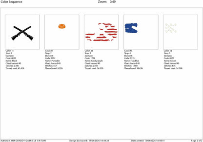 Machine Embroidery files, Usa flag Trap shooting embroidery files, PES, xxx hus & more