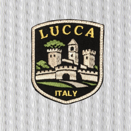Lucca Italy Patch, Vintage Travel Patch, Lucca Walls Badge, Tuscany Souvenir Patch, Italian City Patch, Embroidered Style Badge