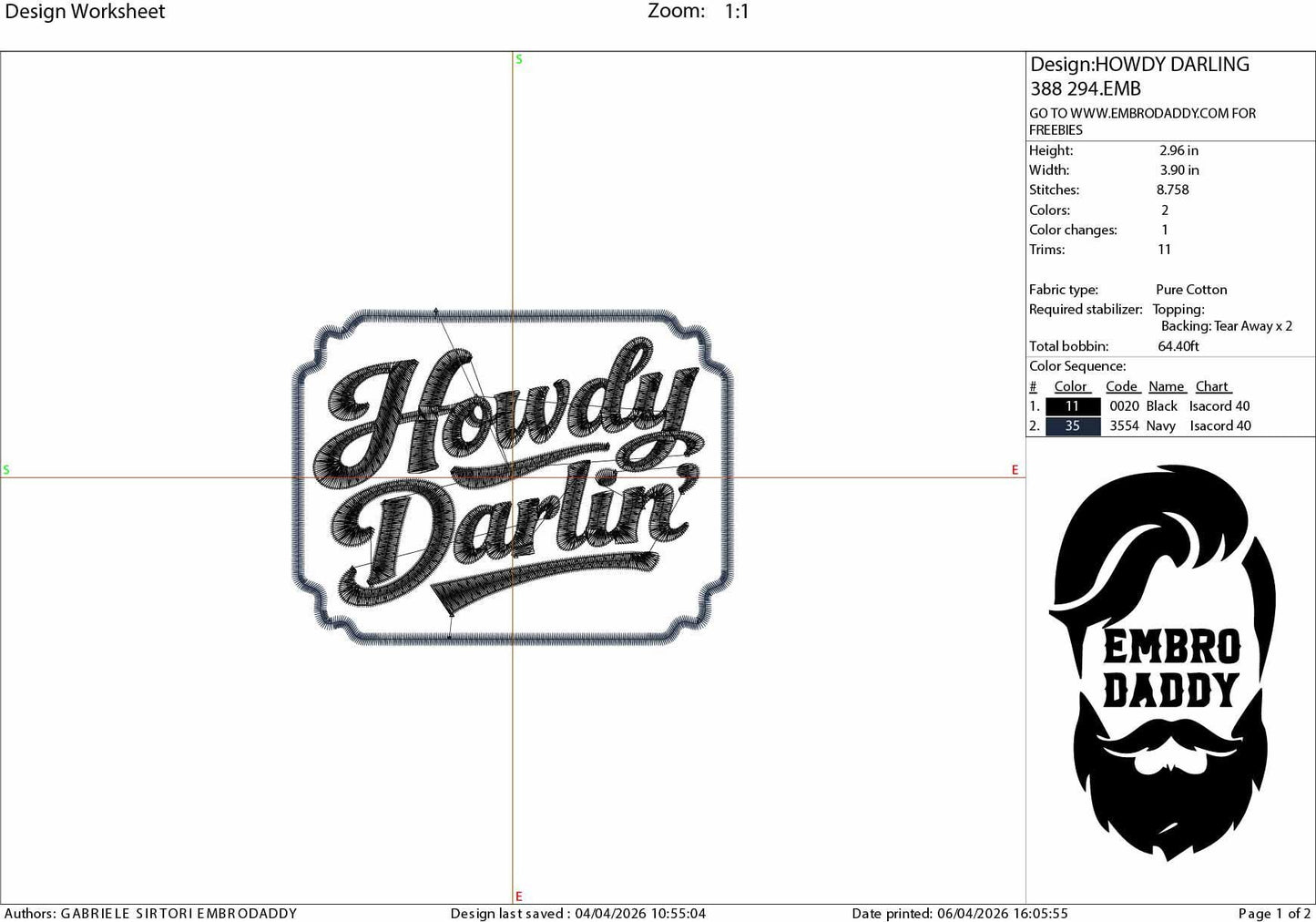 Machine Embroidery files, Howdy Darlin, Country, Western, Farm, Sarcasm , PES, DST, xxx, hus & more