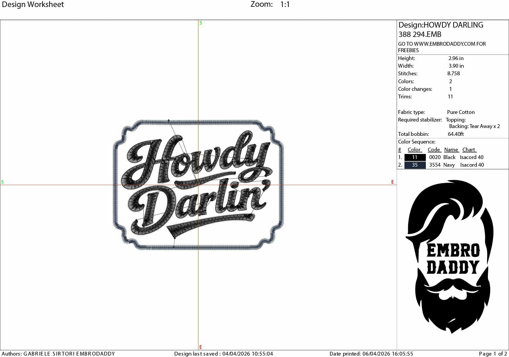 Machine Embroidery files, Howdy Darlin, Country, Western, Farm, Sarcasm , PES, DST, xxx, hus & more