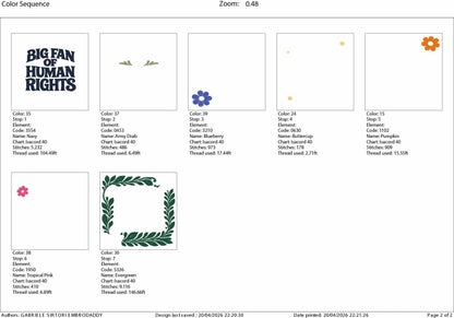 Machine Embroidery files, Big Fan Of Human Rights, Human Rights, Womens Rights, activists, PES, dst, hus & more