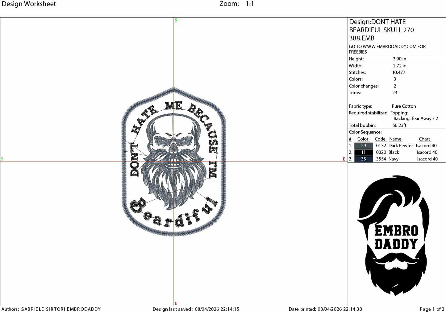 Machine Embroidery files, don't hate me because I'm beardiful, DST PES, xxx hus & more