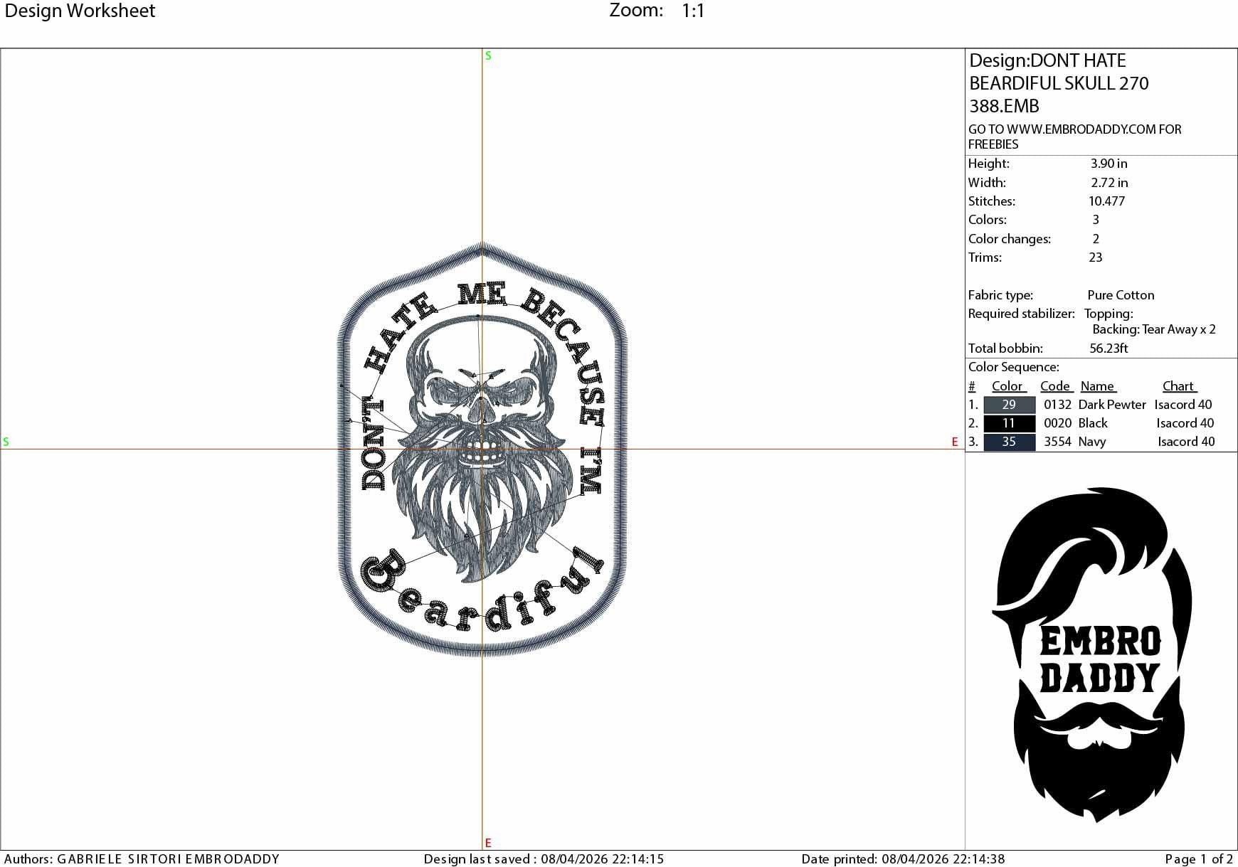 Machine Embroidery files, don't hate me because I'm beardiful, DST PES, xxx hus & more