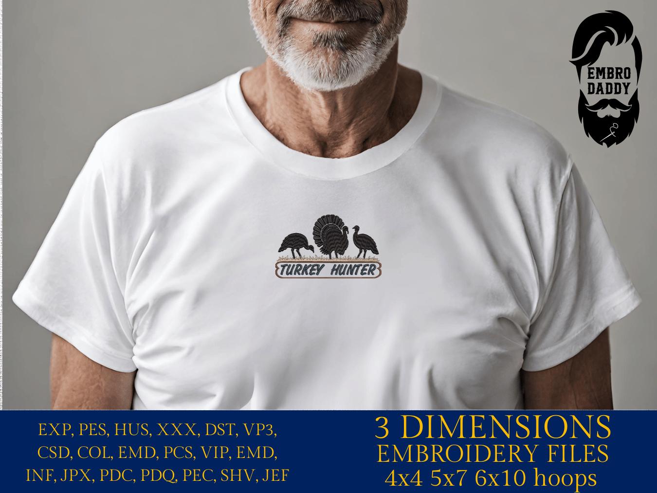 Machine Embroidery files, Turkey hunter, PES, DST, xxx, hus and more