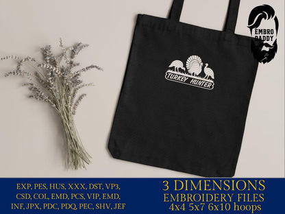 Machine Embroidery files, Turkey hunter, PES, DST, xxx, hus and more