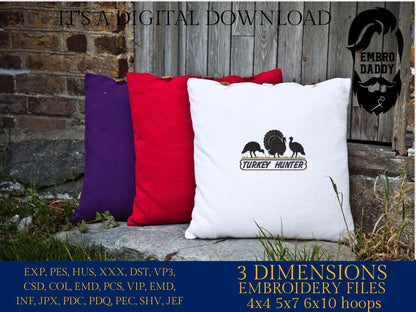Machine Embroidery files, Turkey hunter, PES, DST, xxx, hus and more
