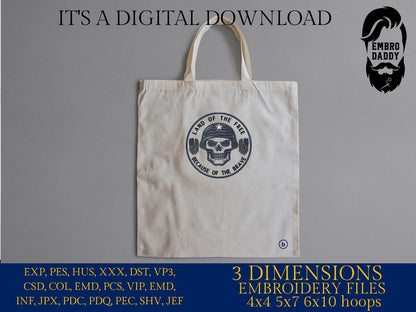 Machine Embroidery files, Land of the Free Because of the Brave, Patriotic Military Skull, USA Freedom , DST, PES, xxx hus & more,
