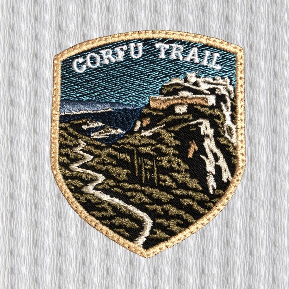 Corfu Trail Angelokastro Patch | Corfu Hiking Badge | Greece Trail Patch | Embroidered Backpack Patch | Ionian Islands Souvenir
