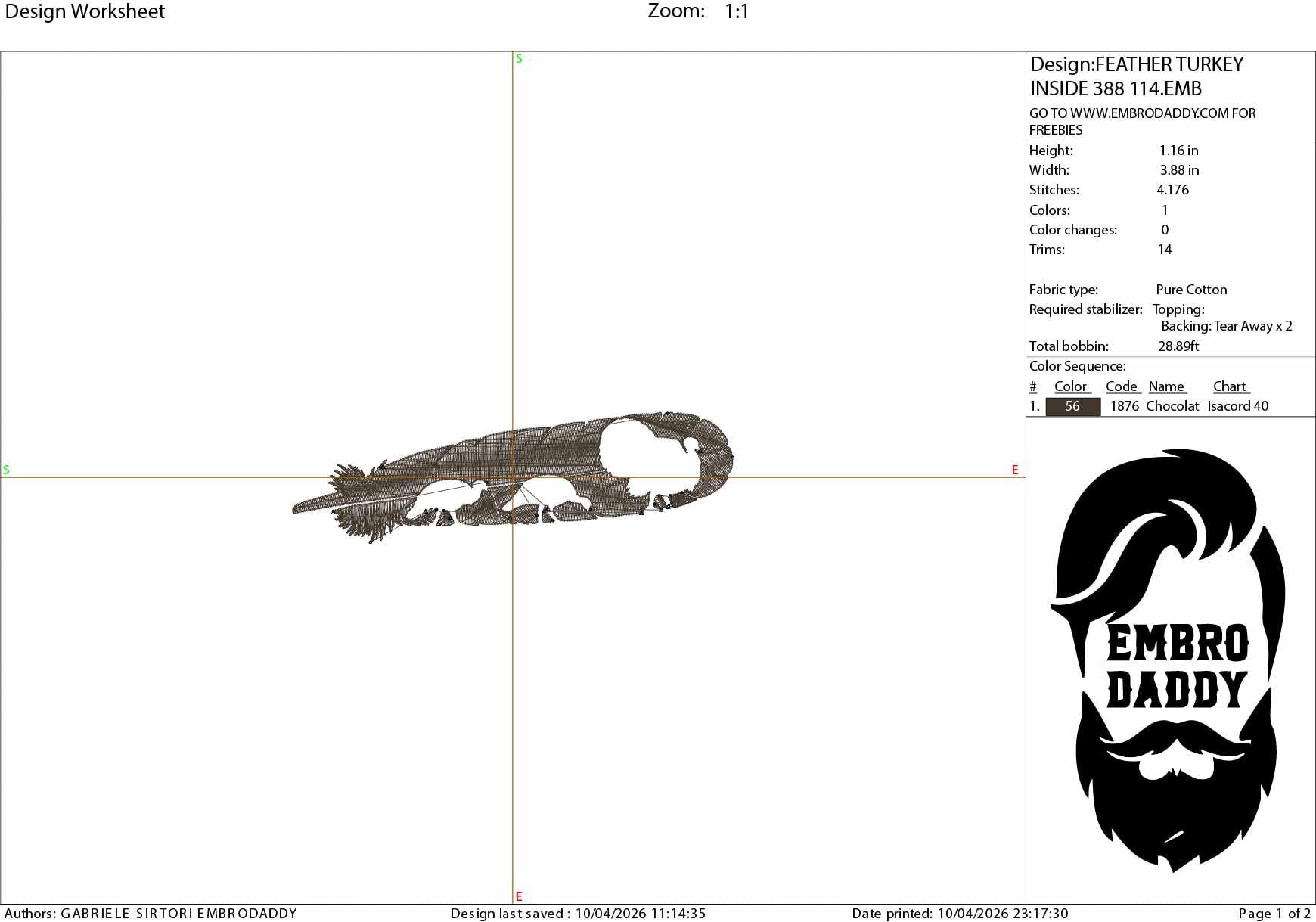 Machine Embroidery files, Turkey feather with turkeys inside, PES, DST, xxx, hus and more