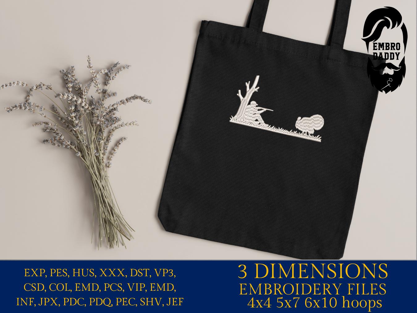 Machine Embroidery files, Turkey hunter, PES, DST, xxx, hus and more