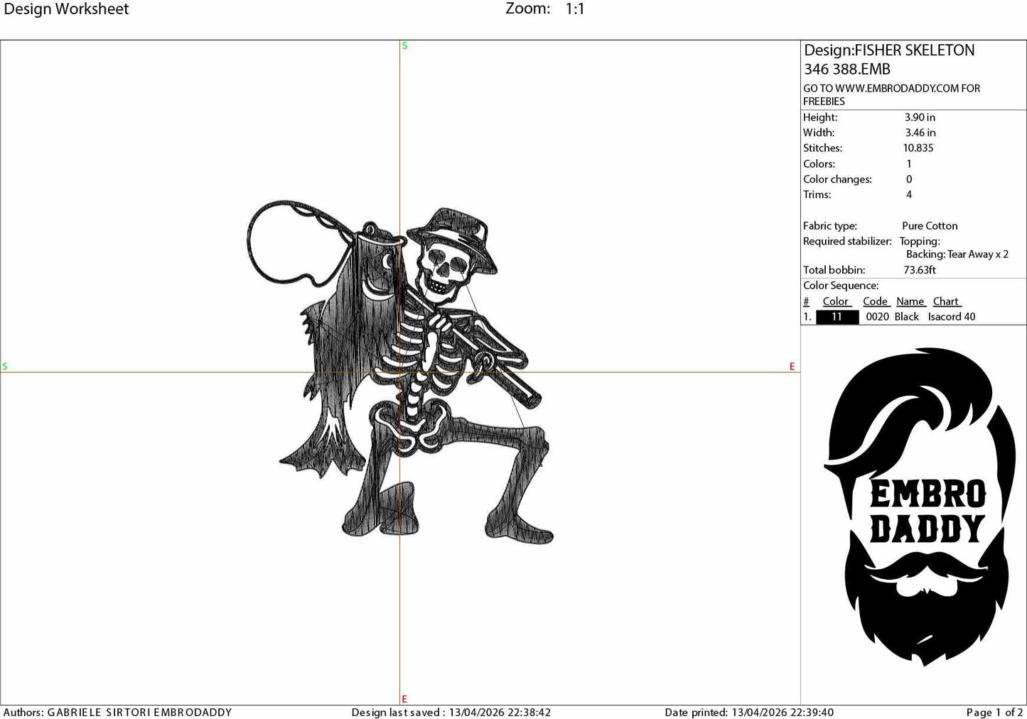 Machine Embroidery files, fisher skeleton, funny Fishing, Fisherman, fisher, PES, DST, hus & more
