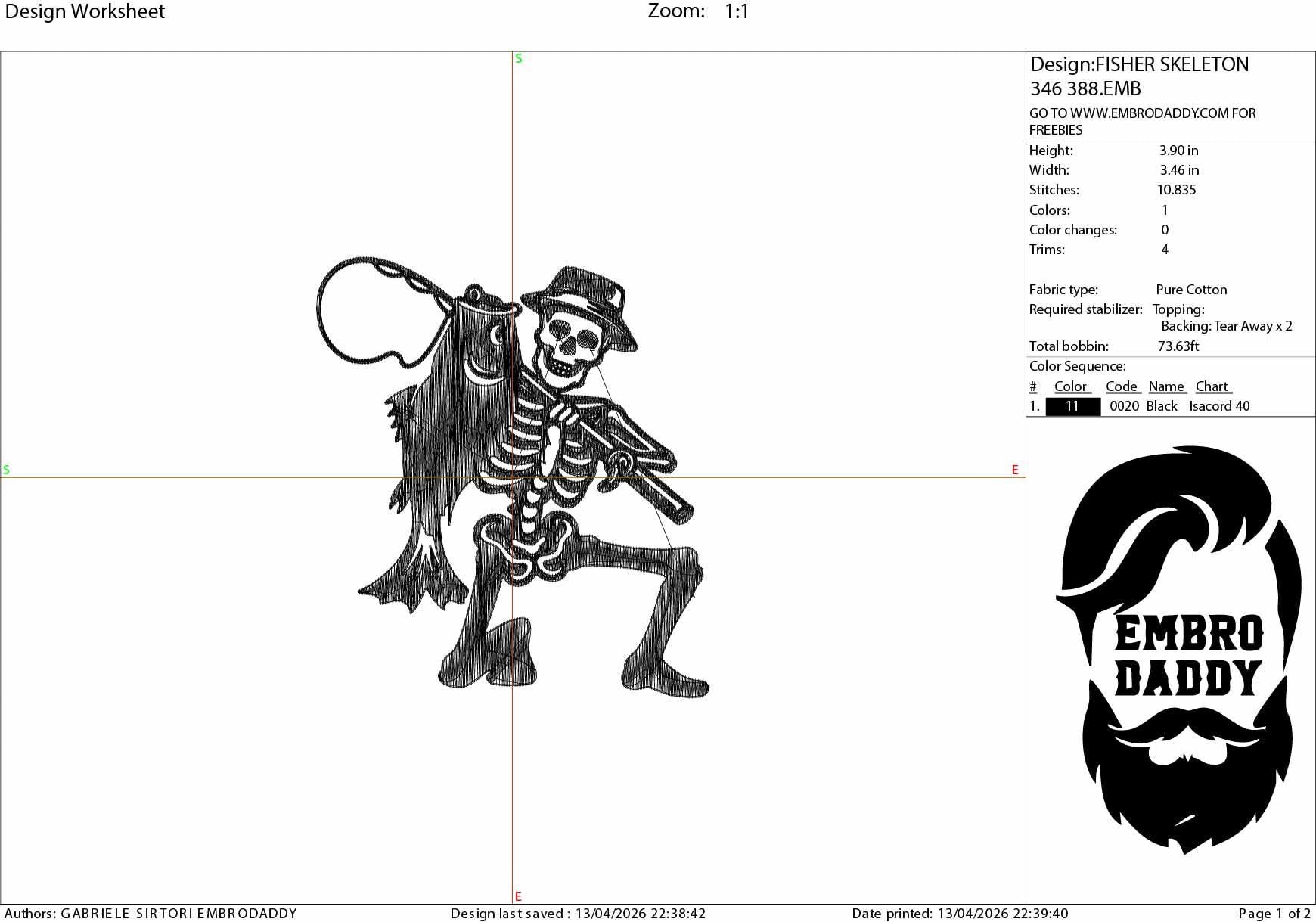 Machine Embroidery files, fisher skeleton, funny Fishing, Fisherman, fisher, PES, DST, hus & more