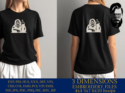 Machine Embroidery files, Bigfoot middle finger, funny, Bigfoot pes, Big Foot, Yeti, Sasquatch PES, xxx, hus & more