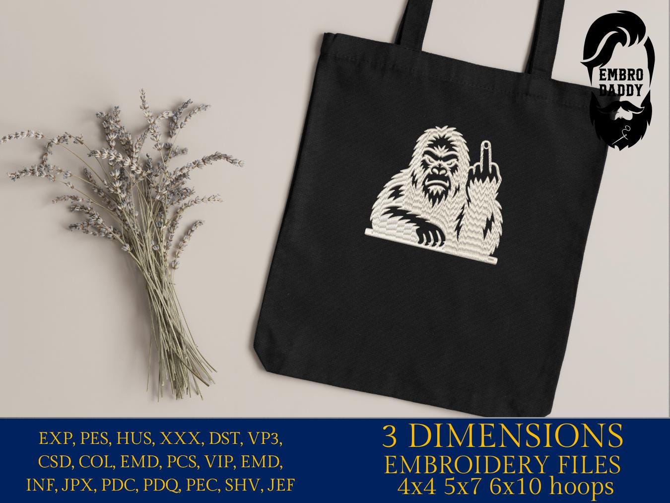 Machine Embroidery files, Bigfoot middle finger, funny, Bigfoot pes, Big Foot, Yeti, Sasquatch PES, xxx, hus & more