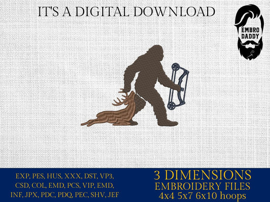 Machine Embroidery files, bigfoot, archer, compound bow, PES, xxx, hus & more