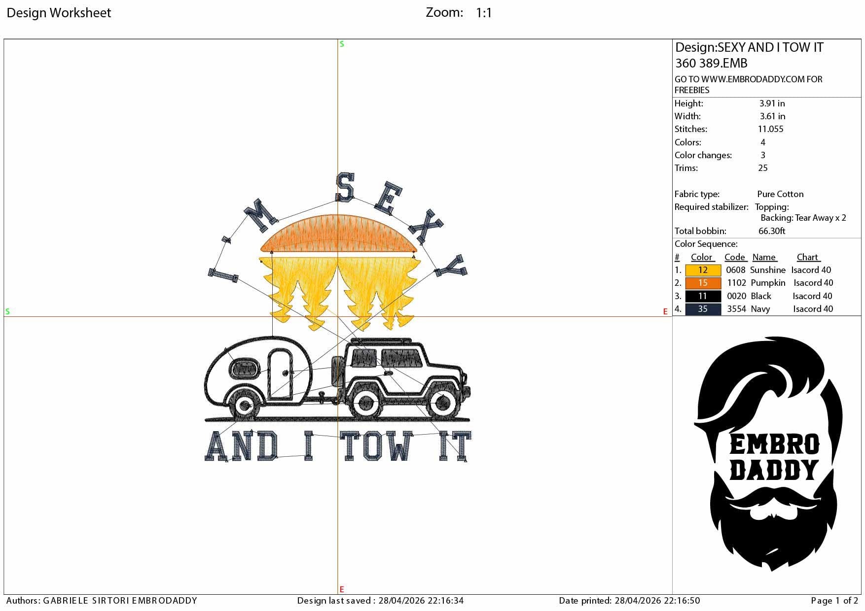 Machine Embroidery files, I'm Sexy And I Tow It, Retro RV Camping Camp RV life lover embroidery design PES, hus, dst, vp3 & more