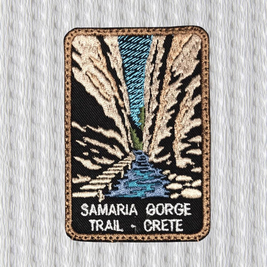 Samaria Gorge Patch Crete | Canyon Hiking Patch | Greece Souvenir Badge | Outdoor Trekking Patch | Embroidered Style Design