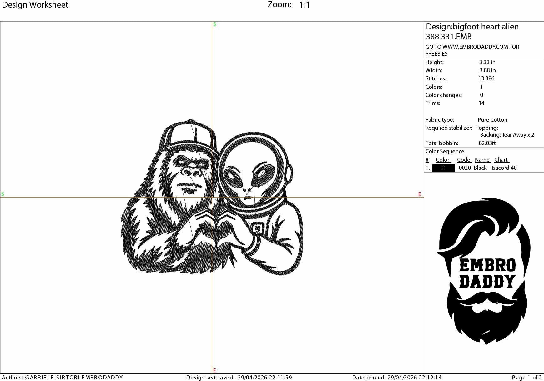 Machine Embroidery files, Bigfoot alien heart, funny, Bigfoot pes, Big Foot, Yeti, Sasquatch PES, xxx, hus & more