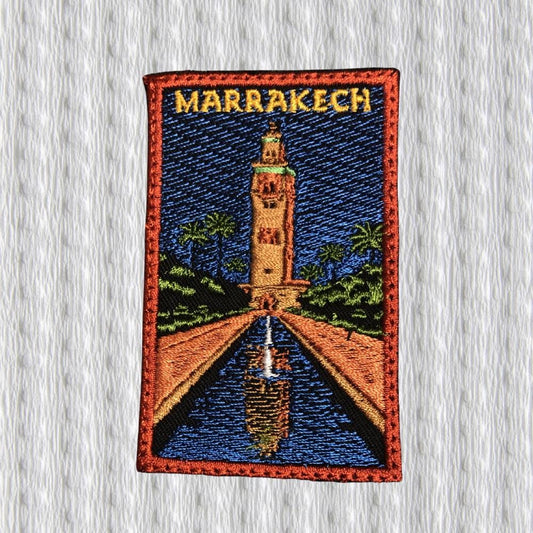 Marrakech Patch – Koutoubia Mosque Embroidered Patch – Morocco Souvenir Badge – Travel Patch Iron On