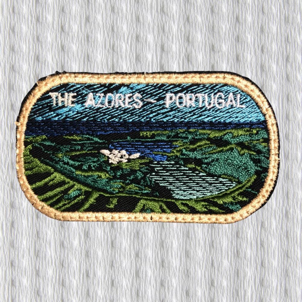 Sete Cidades Azores Patch, Azores Embroidery Patch, Portugal Souvenir Patch, Travel Patch Azores, Black Twill Iron On Patch