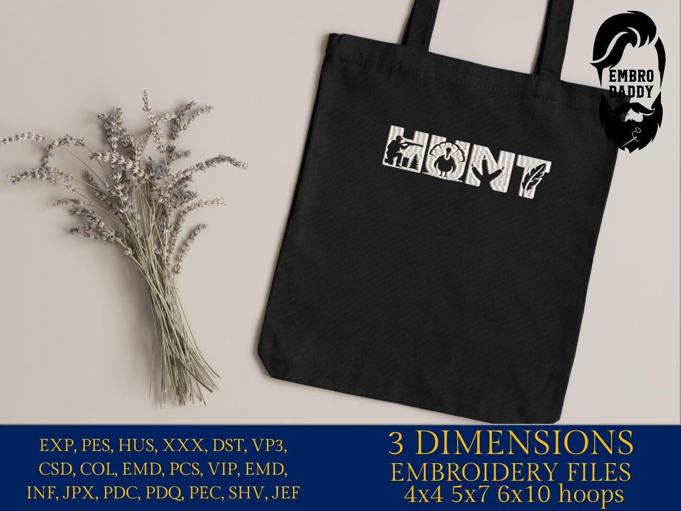 Machine Embroidery files, Turkey HUNT, PES, DST, xxx, hus and more