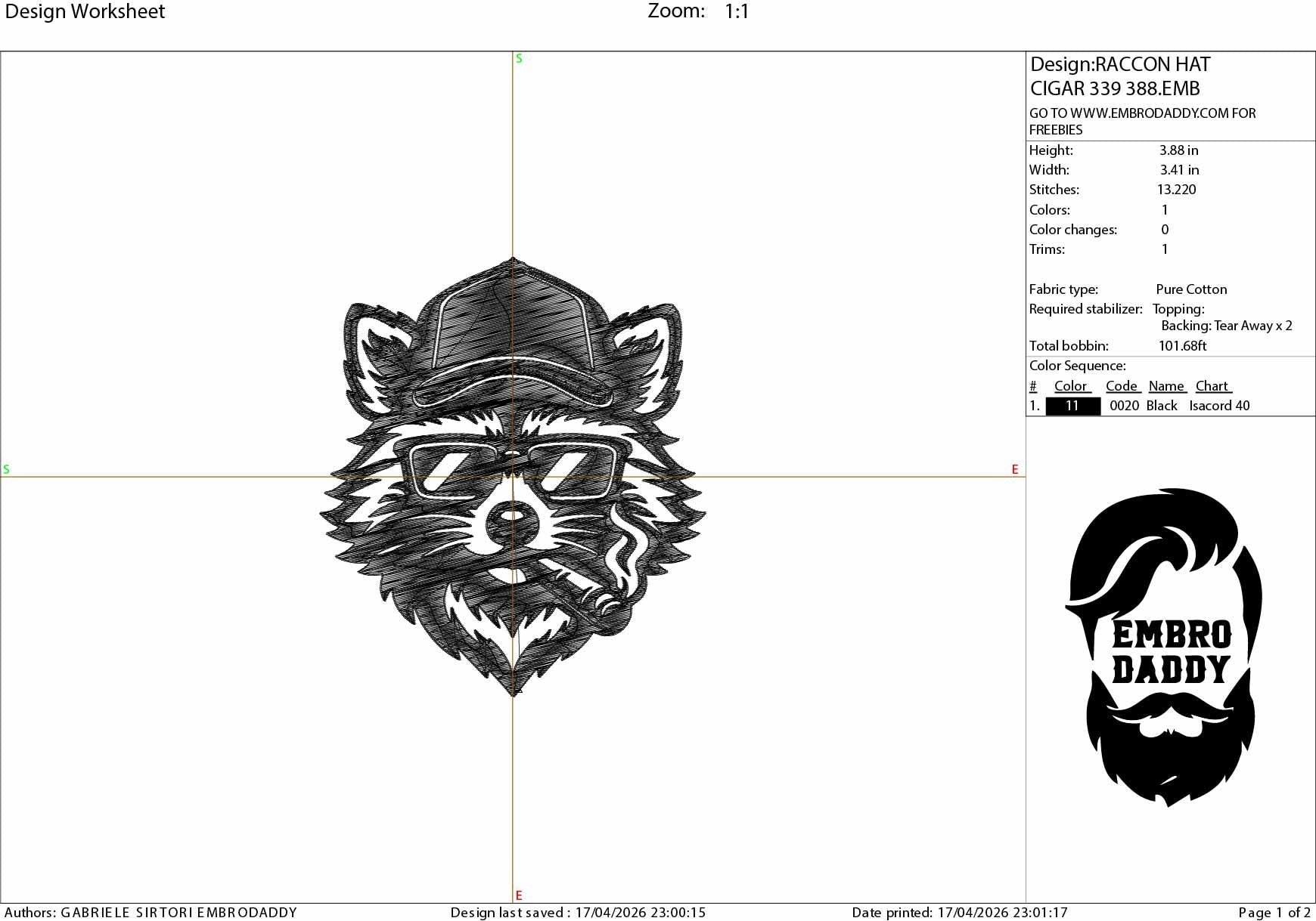 Machine Embroidery files, Raccoon Mullet with sunglasses smoking, Cool Raccoon Trucker Hat, PES, dst, xxx & more
