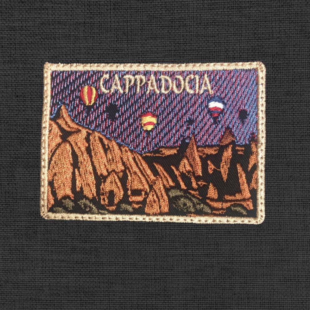Cappadocia Patch – Hot Air Balloons Embroidered Patch – Turkey Travel Badge – Göreme Landscape – Iron On Backpack Patch