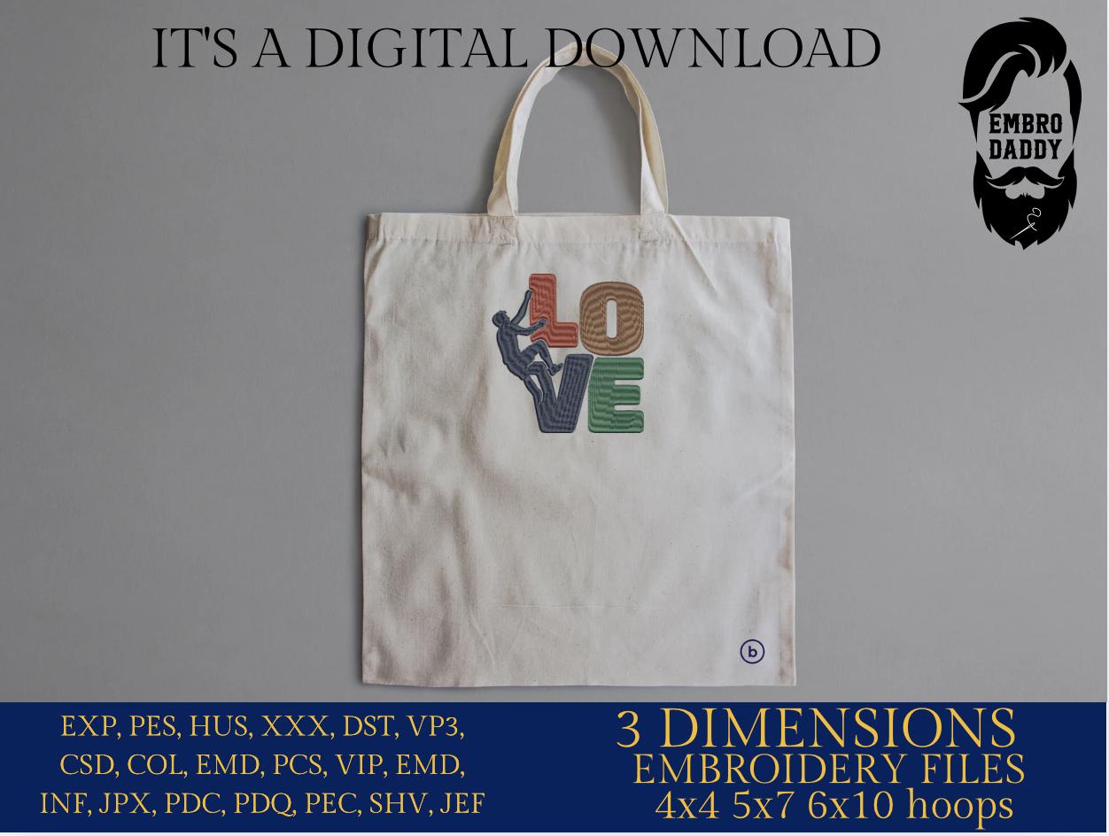 Machine Embroidery files, boulder climb, love, bouldering PES, DST, xxx, hus & more