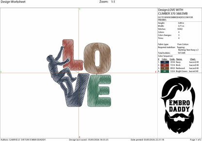 Machine Embroidery files, boulder climb, love, bouldering PES, DST, xxx, hus & more