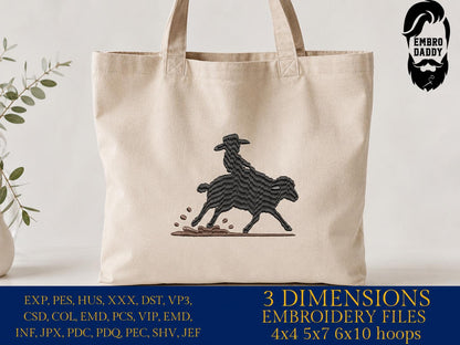 Machine Embroidery files, kid riding a sheep rider, Western, Country, PES, DST, xxx, hus & more