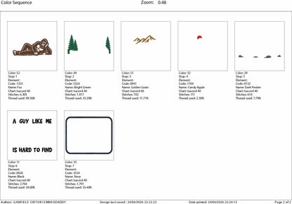 Machine Embroidery files, A Guy Like Me Is Hard to Find, Bigfoot, funny, PES, DST, xxx, hus and more