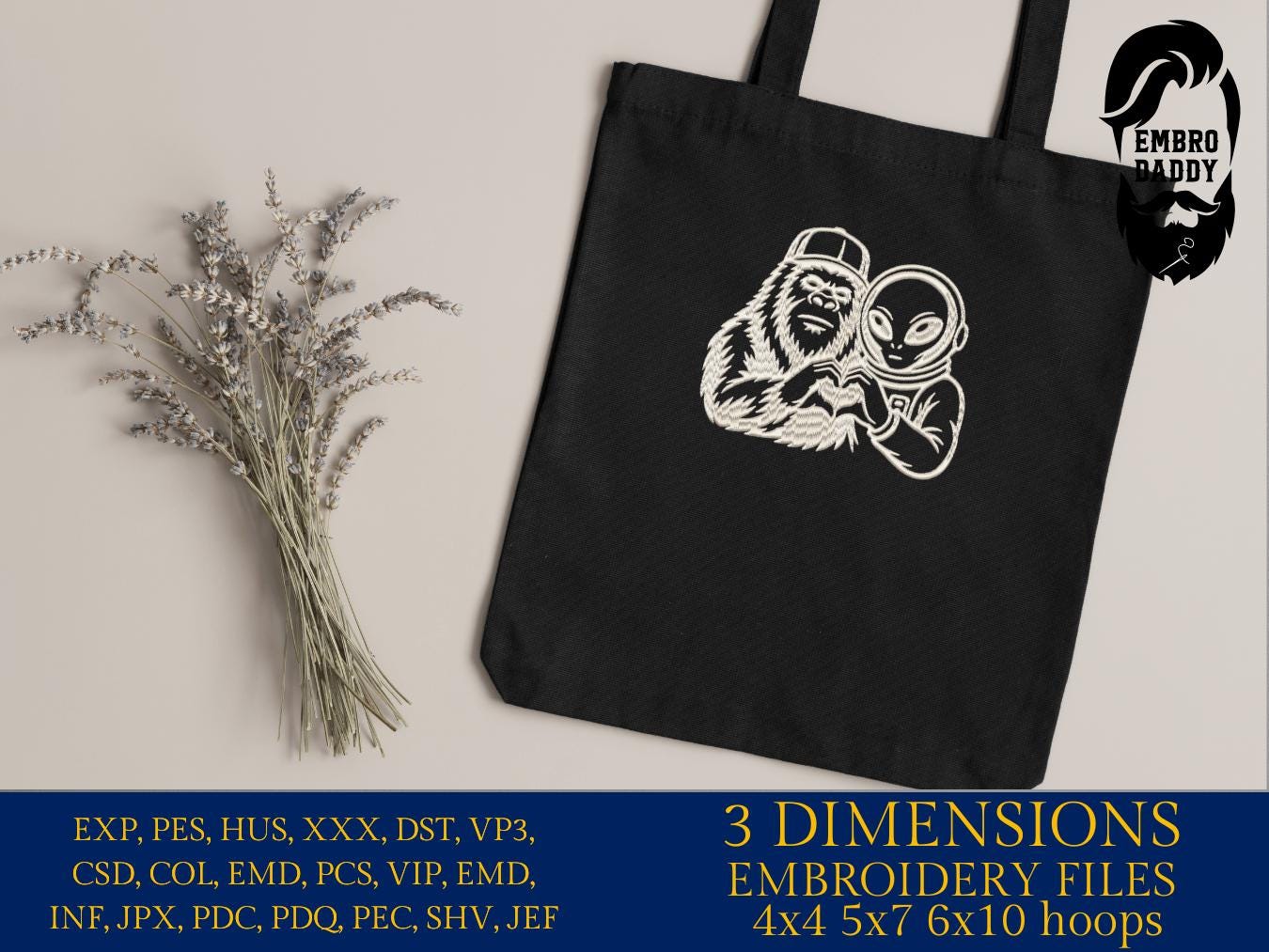Machine Embroidery files, Bigfoot alien heart, funny, Bigfoot pes, Big Foot, Yeti, Sasquatch PES, xxx, hus & more
