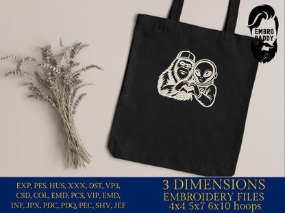 Machine Embroidery files, Bigfoot alien heart, funny, Bigfoot pes, Big Foot, Yeti, Sasquatch PES, xxx, hus & more