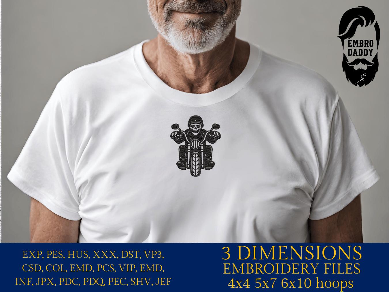 Machine Embroidery files, biker skeleton, motorbike, biker, PES, xxx, hus & more
