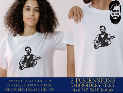 Machine Embroidery files, Abraham Lincoln Playing Guitar, 4th July, Anniversary, Patriotic, USA Freedom, Vintage, PES, xxx, dst, hus & more