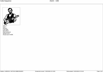 Machine Embroidery files, Abraham Lincoln Playing Guitar, 4th July, Anniversary, Patriotic, USA Freedom, Vintage, PES, xxx, dst, hus & more