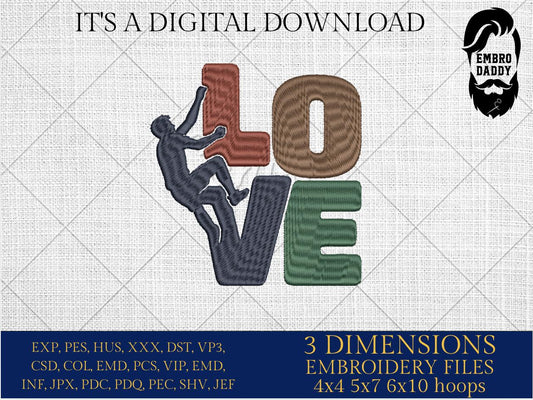 Machine Embroidery files, boulder climb, love, bouldering PES, DST, xxx, hus & more