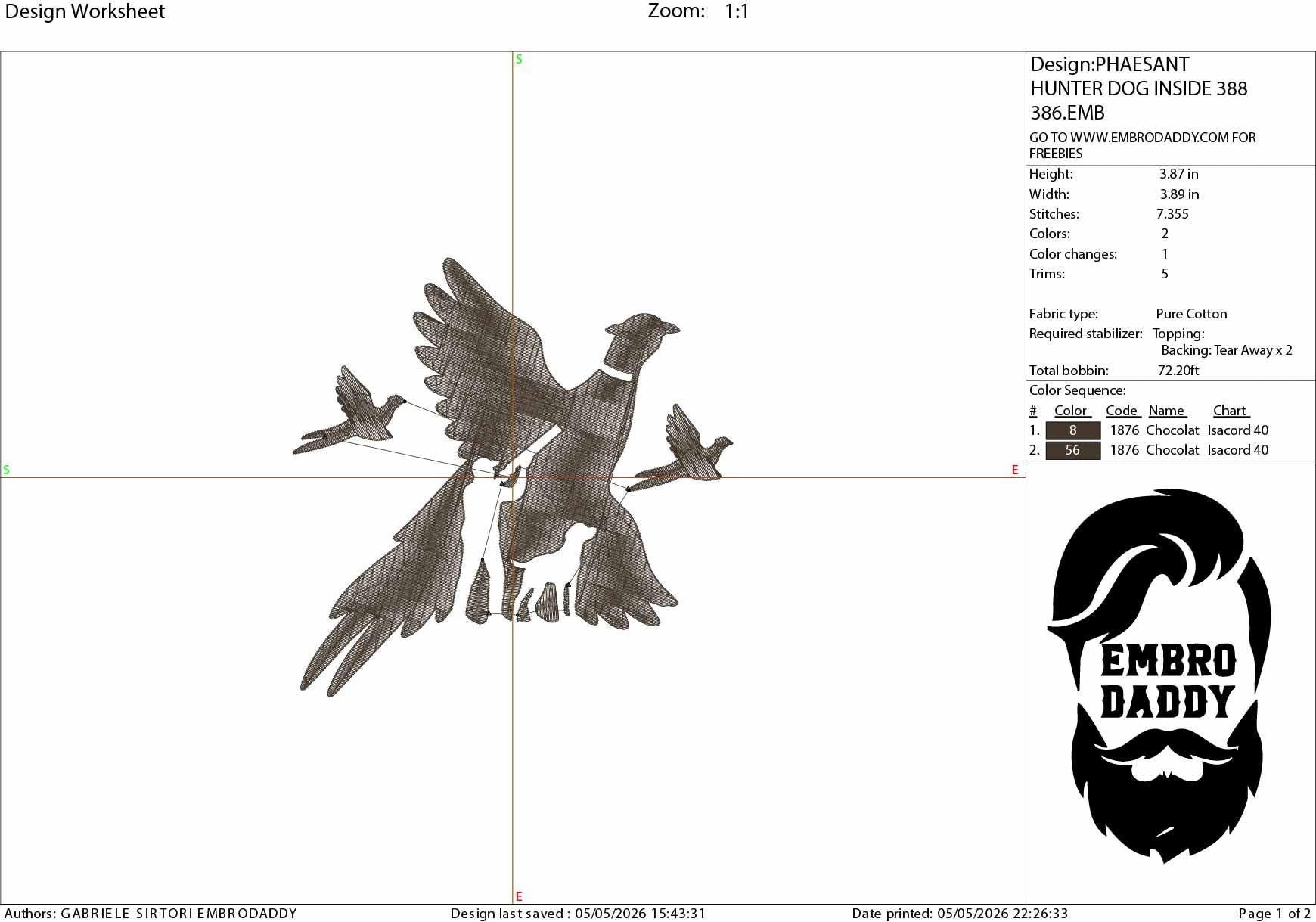 Machine Embroidery files, pheasant hunting, PES, dst, xxx, hus & more
