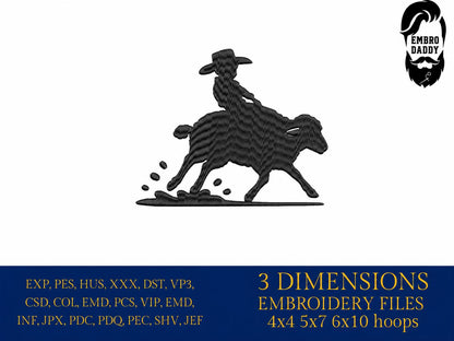 Machine Embroidery files, kid riding a sheep rider, Western, Country, PES, DST, xxx, hus & more