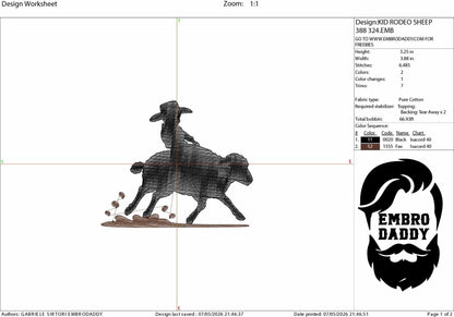 Machine Embroidery files, kid riding a sheep rider, Western, Country, PES, DST, xxx, hus & more