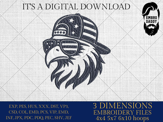 Machine Embroidery files, USA flag, freedom eagle, PES, xxx, dst, hus & more